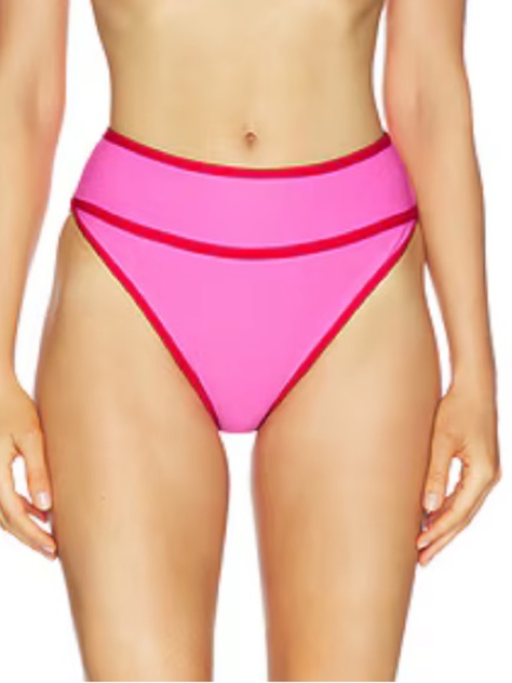 Beach Riot Carlotta Neon Pink High-Waist Bikini with Contrast Trim